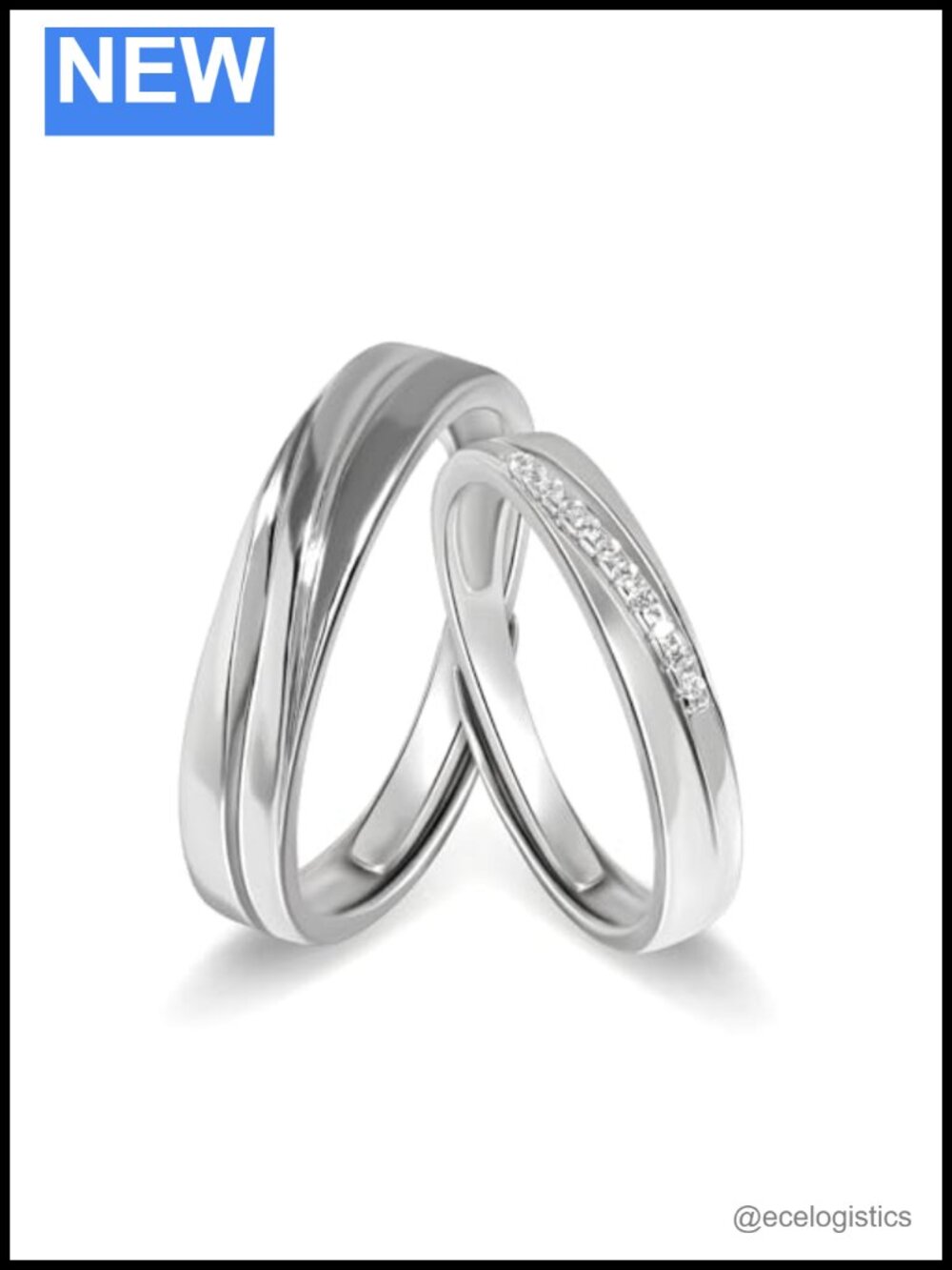 Intertwined Couples Ring Set 925 Sterling Silver Wedding Bands Adjustable